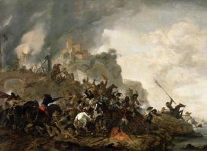 Philips Wouwerman - Cavalry Making a Sortie from a Fort on a Hill, 1646