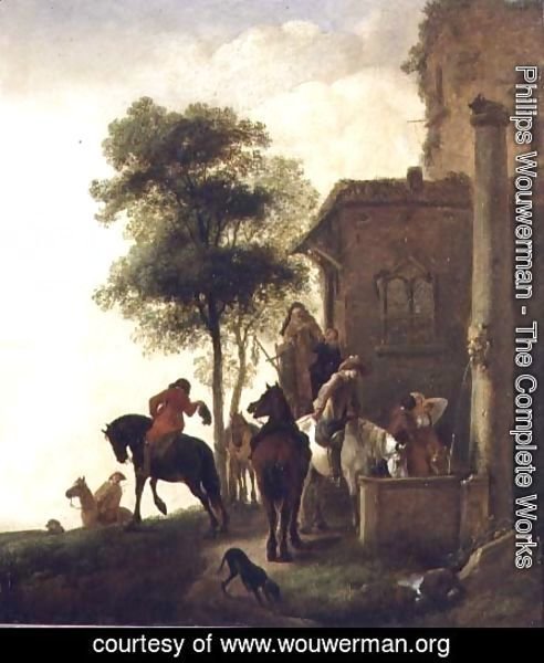Travellers Watering Their Horses Outside an Inn