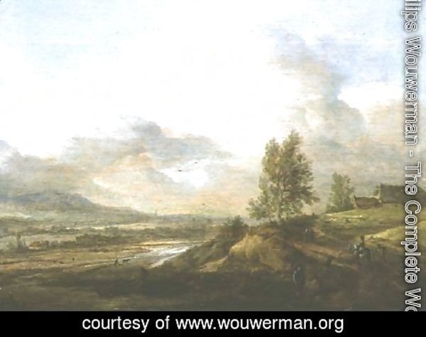 Philips Wouwerman - Landscape with fisherman