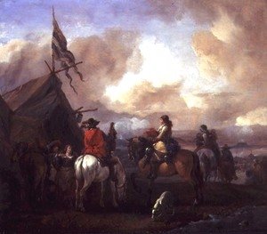 Philips Wouwerman - Cavalrymen in a Military Encampment