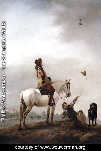 Gentleman on a Horse Watching a Falconer