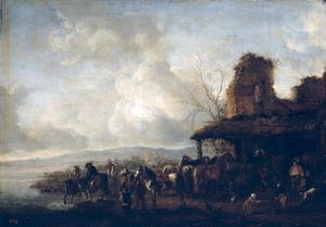 Philips Wouwerman - The Stable of a Dilapidated House, c.1640