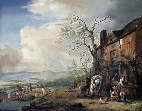 Landscape with Peasants by a Cottage 1651-53