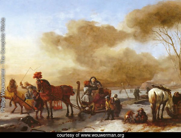 A Winter Landscape with Horse-Drawn Sleds