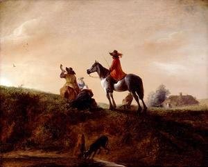 Philips Wouwerman - Horseman in a red jacket on a Grey