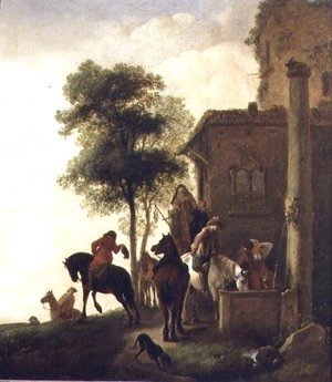 Travellers Watering Their Horses Outside an Inn