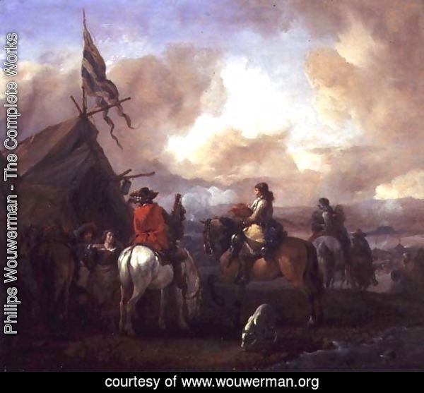 Cavalrymen in a Military Encampment