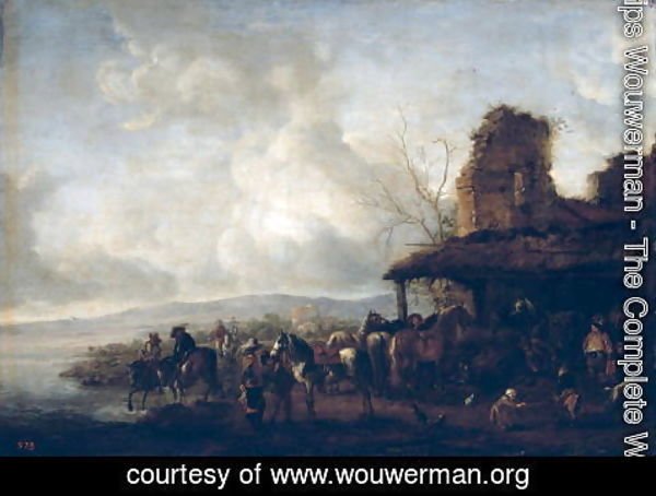 Philips Wouwerman - The Stable of a Dilapidated House, c.1640