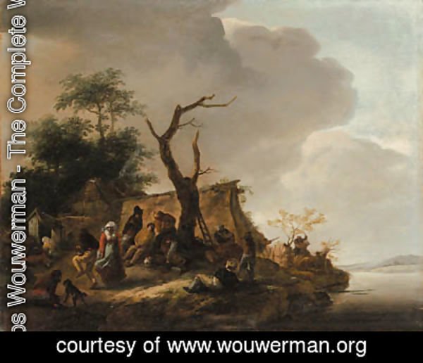 Peasants merrymaking by a river