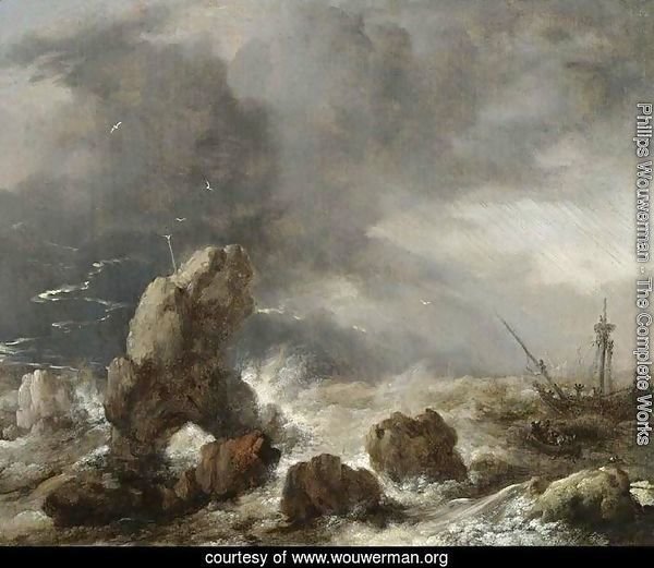 Ships Foundering in Stormy Seas 1650s