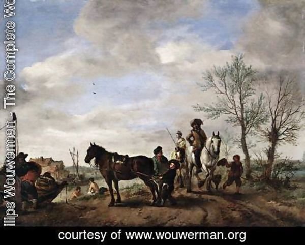 Philips Wouwerman - A Man and a Woman on Horseback